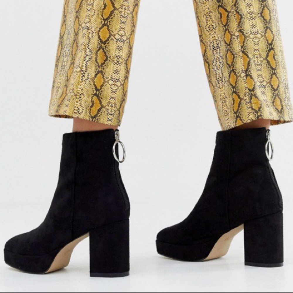 Lamoda black platform zip back boots